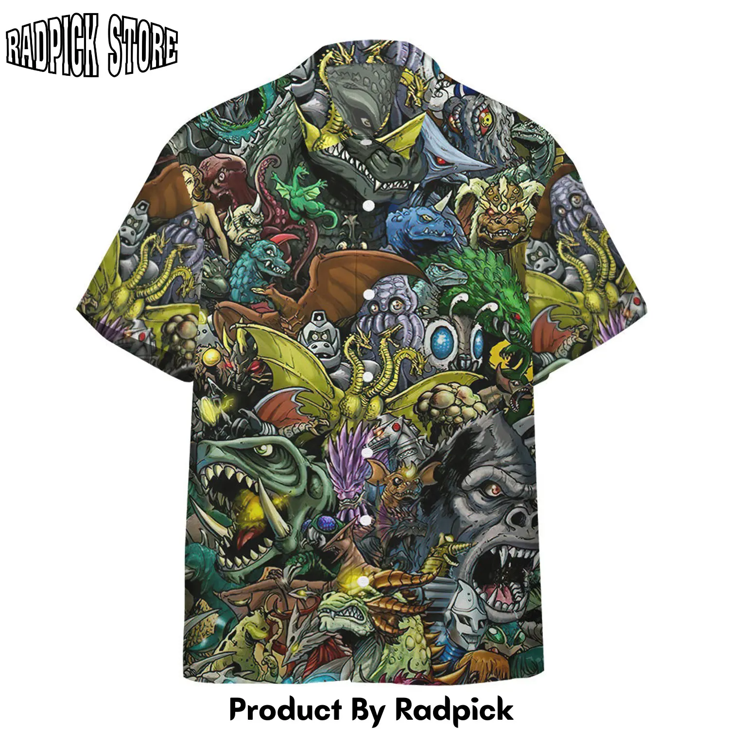 Radpick 3d gadzillo collage kaiju monsters custom hawaii shirt rp292784